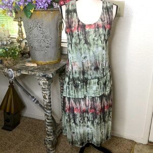 Yest Tie Dye Watercolor Tiered Shift Dress Size 10